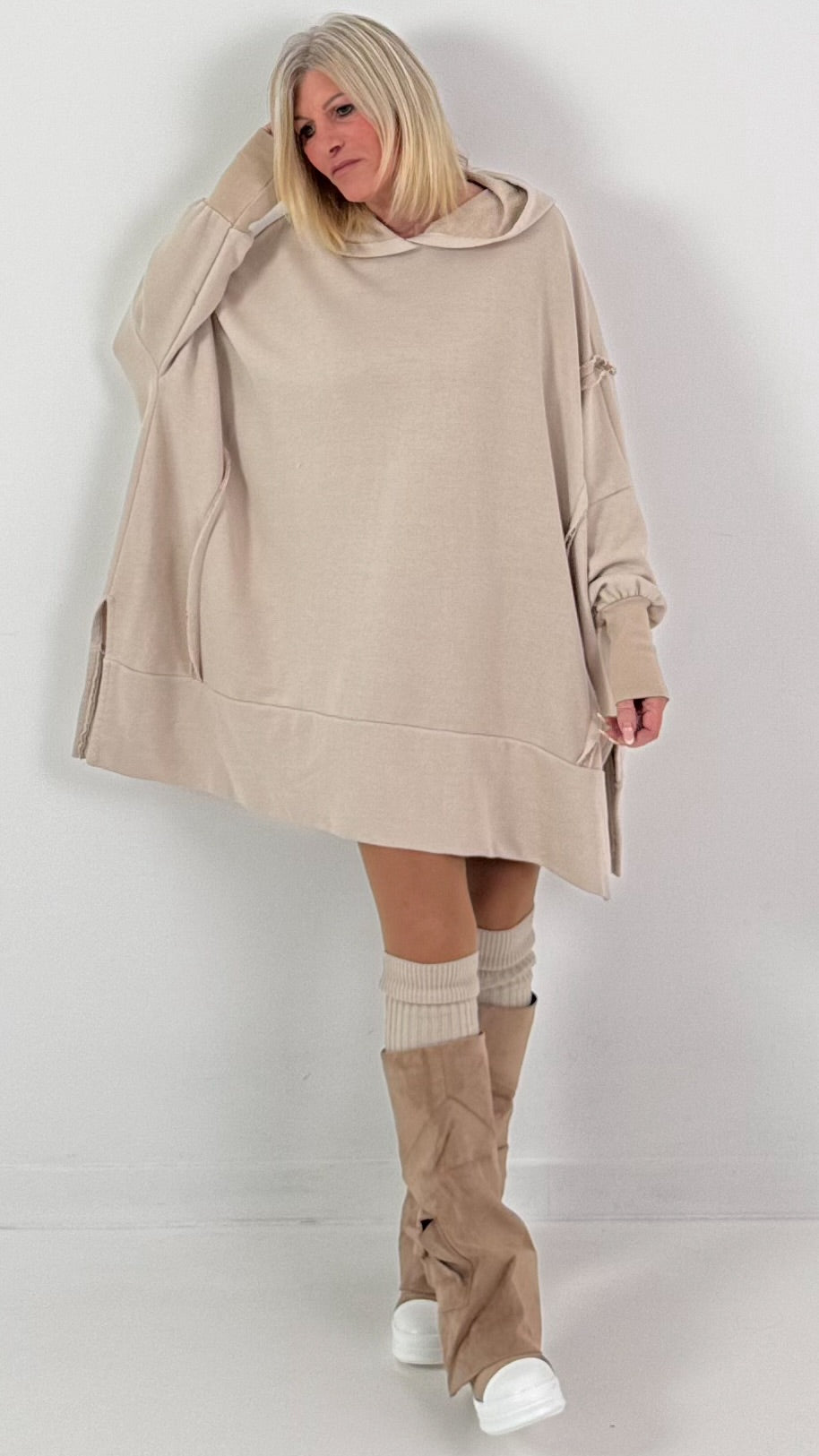 Oversized hoodie model "Rockwave" - ​​beige