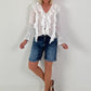 Tunic with Tie and Ruffles - White