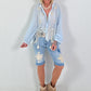 Boho Blouse with Elaborate Details - light blue