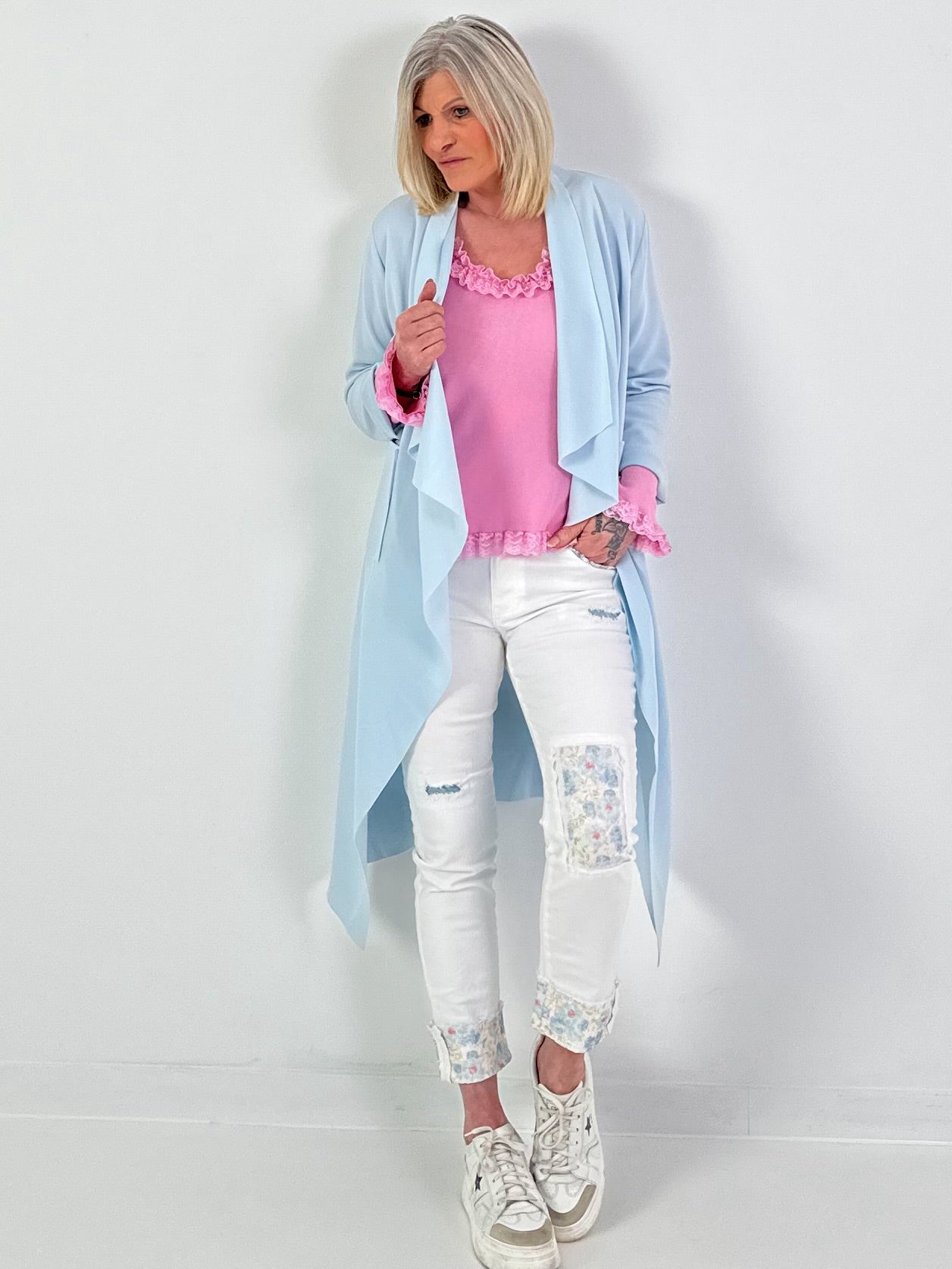 Sweatmantel Skull - hellblau