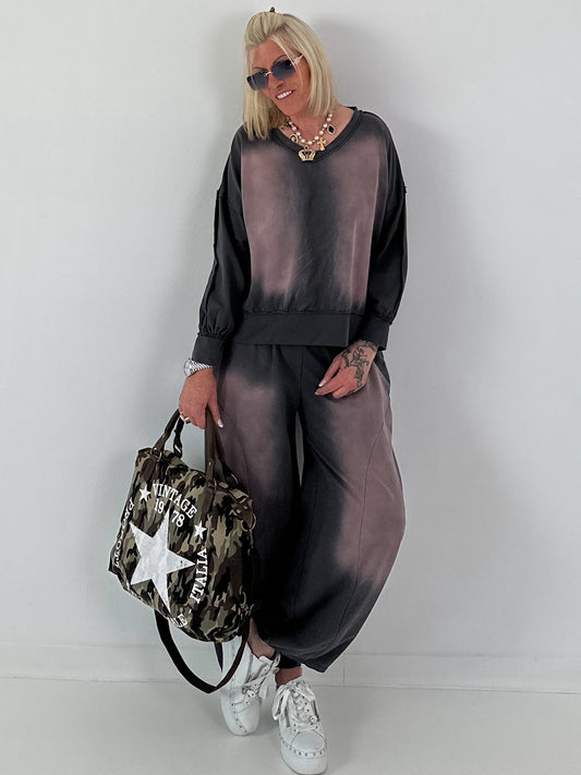 Casual sweatshirt in used look - antraciet
