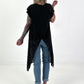 Mesh shirt with overlapping hole pattern - black