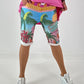 Short met all-over print - turquoise-roze-meerkleurig
