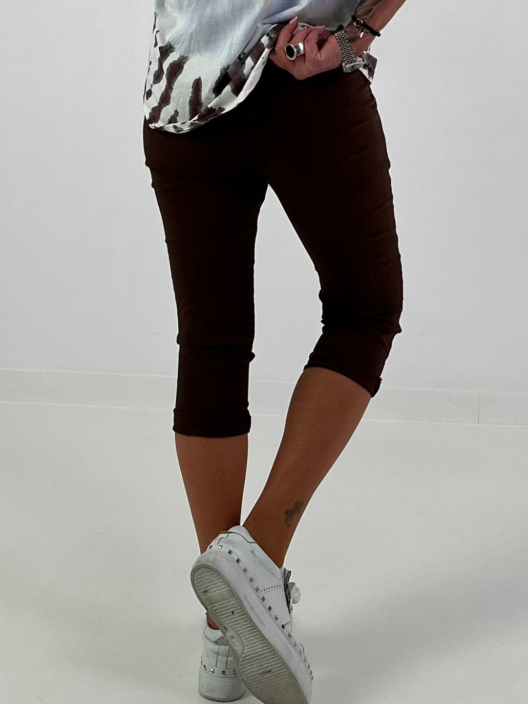 Capri Pants with Tie - chocolate