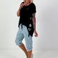 T-Shirt with side eyelets - black