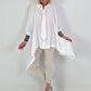 Oversized asymmetrical blouse with tie - white