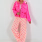 Musselin Hose mit Streifen - neonorange-weiss-pink