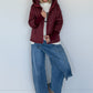 Jacke mit Strickarm und Kapuze - bordeaux