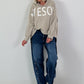 Oversized Hoodie Awesome - beige