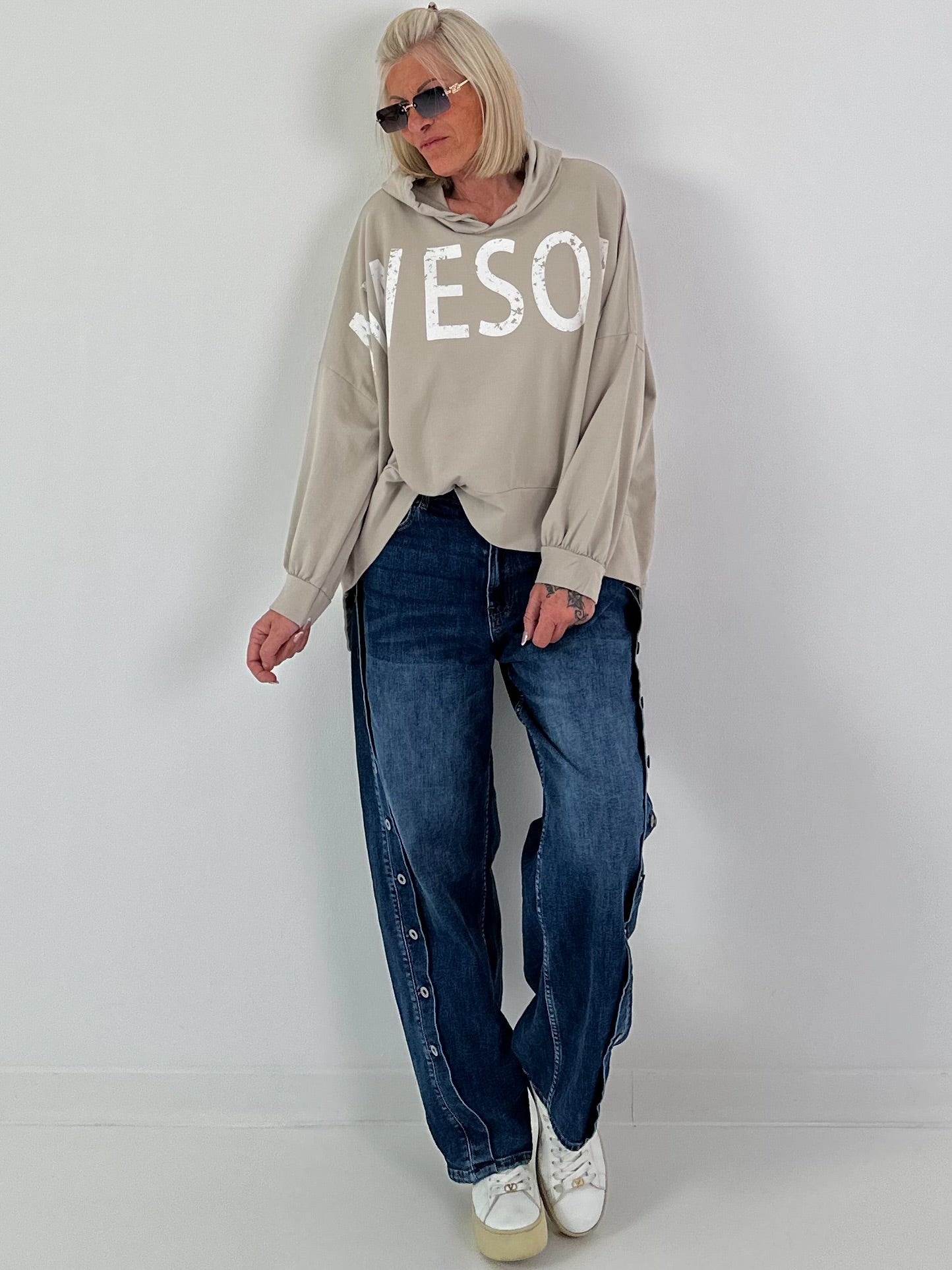 Oversized Hoodie Awesome - beige