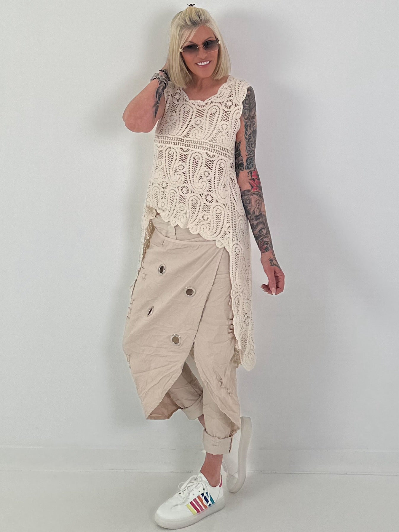 Ibiza Crochet Shirt - beige