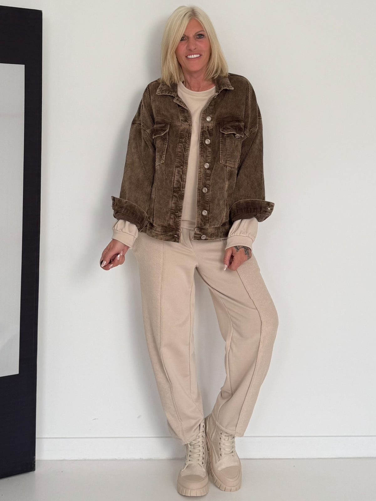 Oversized Cordjacke - coffee