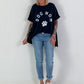 Oversized T-Shirt Dog Mom - dunkelblau