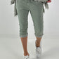 Capri Hose mit Bindeband - salbei