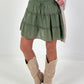 Skort with ruffles - khaki
