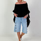 Tunic with side ruffles - black