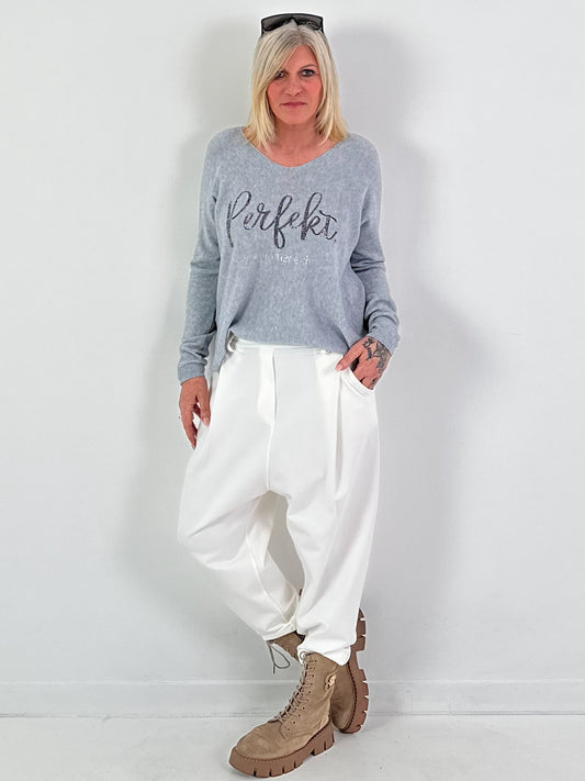 V-hals pullover model "Always Authentic" - grijs