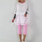 Capri Hose mit Bindeband - rosa