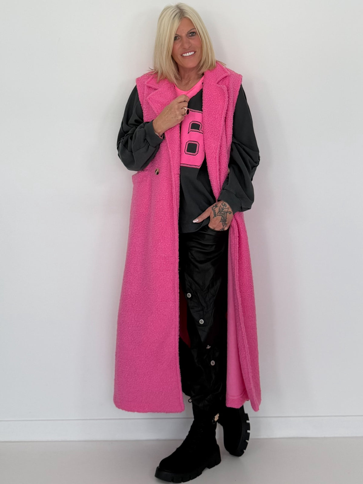 Bouclé Longweste - candypink