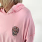 Oversized Hoodie mit Spitzenkapuze - rosa