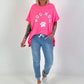 Oversized T-Shirt Dog Mom - neon pink