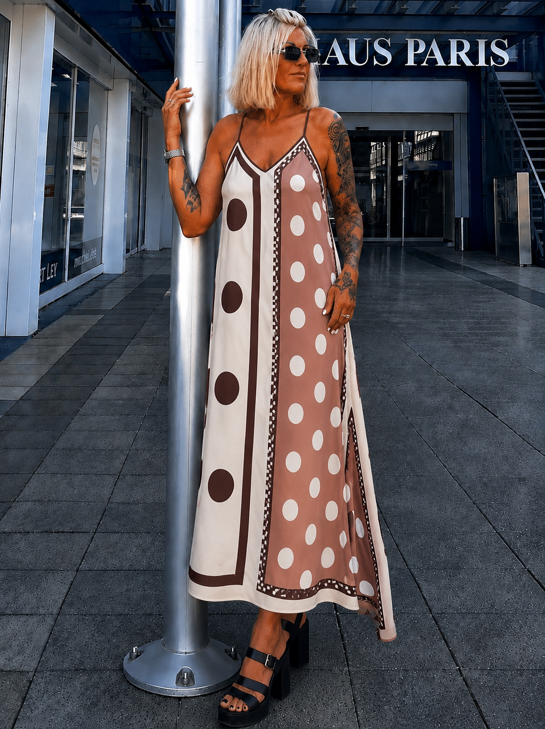 Luftiges Sommerkleid mit Print - creme - mehrfarbig