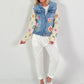 Denim jacket with crocheted sleeves - denim
