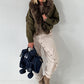 Canvas bag with special details and Speedy shape - denim