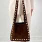 Suede bag model "Nomad" - chocolate