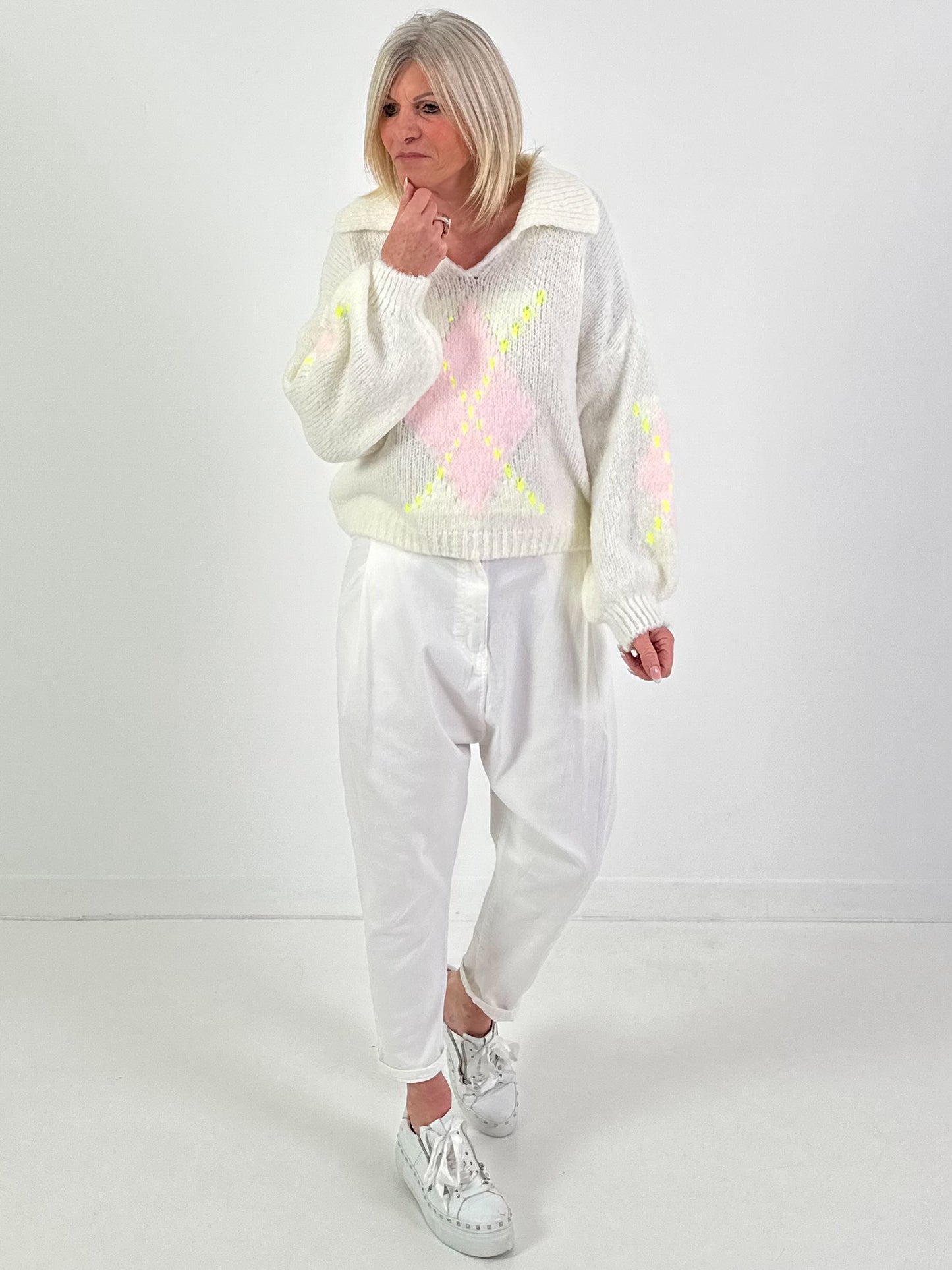 Pullover Modell "Cozy Diamond Knit" - ecru