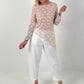 asymmetrisches Spitzenshirt mit Blumen - creme-rosa