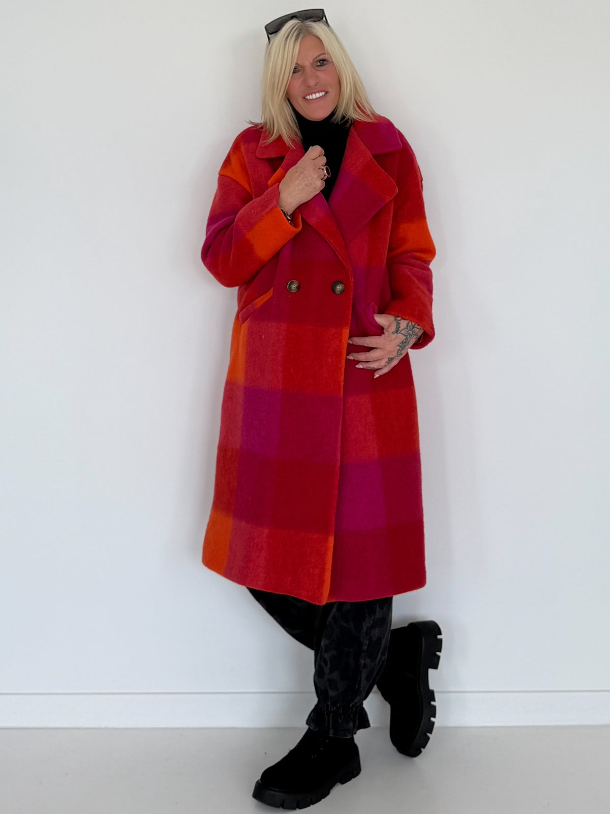 Mantel im Color-Block-Muster - mehrfarbig