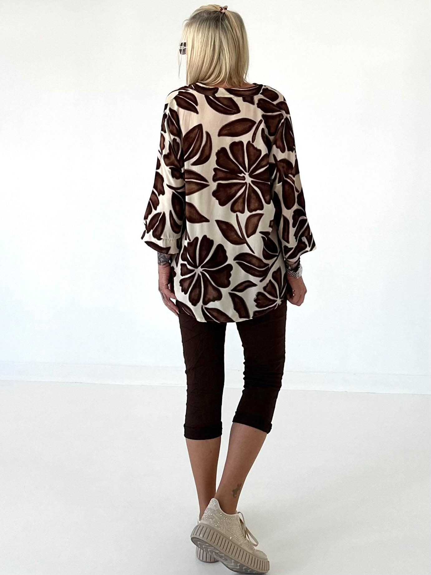 Tunika mit Print - beige - mokka