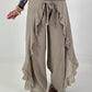Wijde broek met bindstrook - taupe