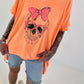 Oversized Shirt Skull - neonorange