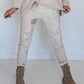 Broek van materiaalmix - beige