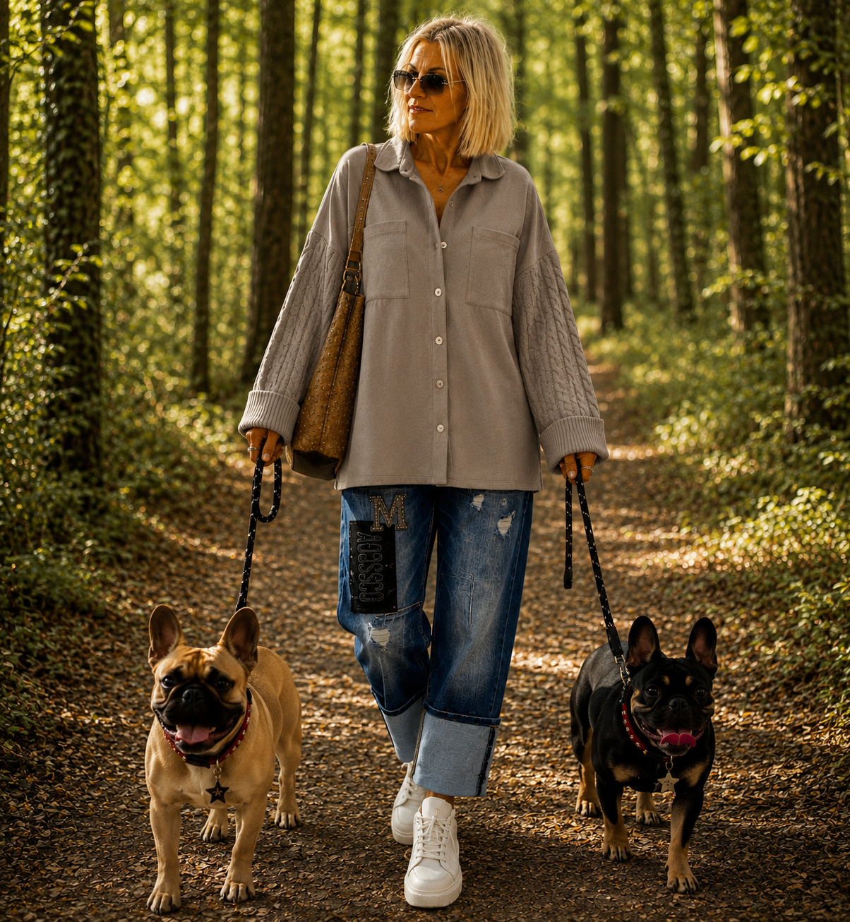 Lässiges Wildleder-Optik Hemd mit Strickarm - taupe