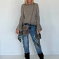 Shirt mit Trompetenärmelchen - taupe