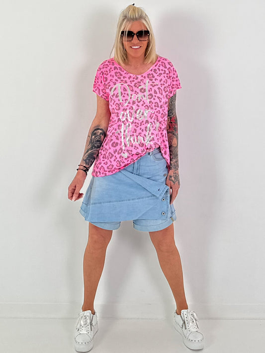 T-Shirt Leo Don´t Overthink - neonpink