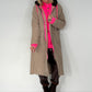 Mantel in Teddy-Curl-Optik und Neon-Akzenten - taupe