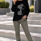 Pullover mit Strass-Cartoon-Motiv - schwarz