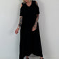 Black dress with cold shoulder and hood
