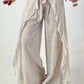 Weite Hose mit Bindevolant - beige