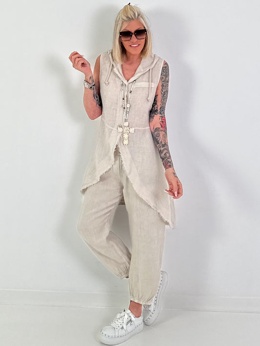 Linen two-piece set - beige