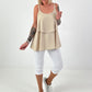 Layered Top with Braided Straps - beige