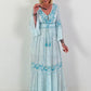 Boho/Ibiza dress with decorative V-neck - light blue