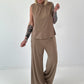 Two-piece set with bow detail - taupe