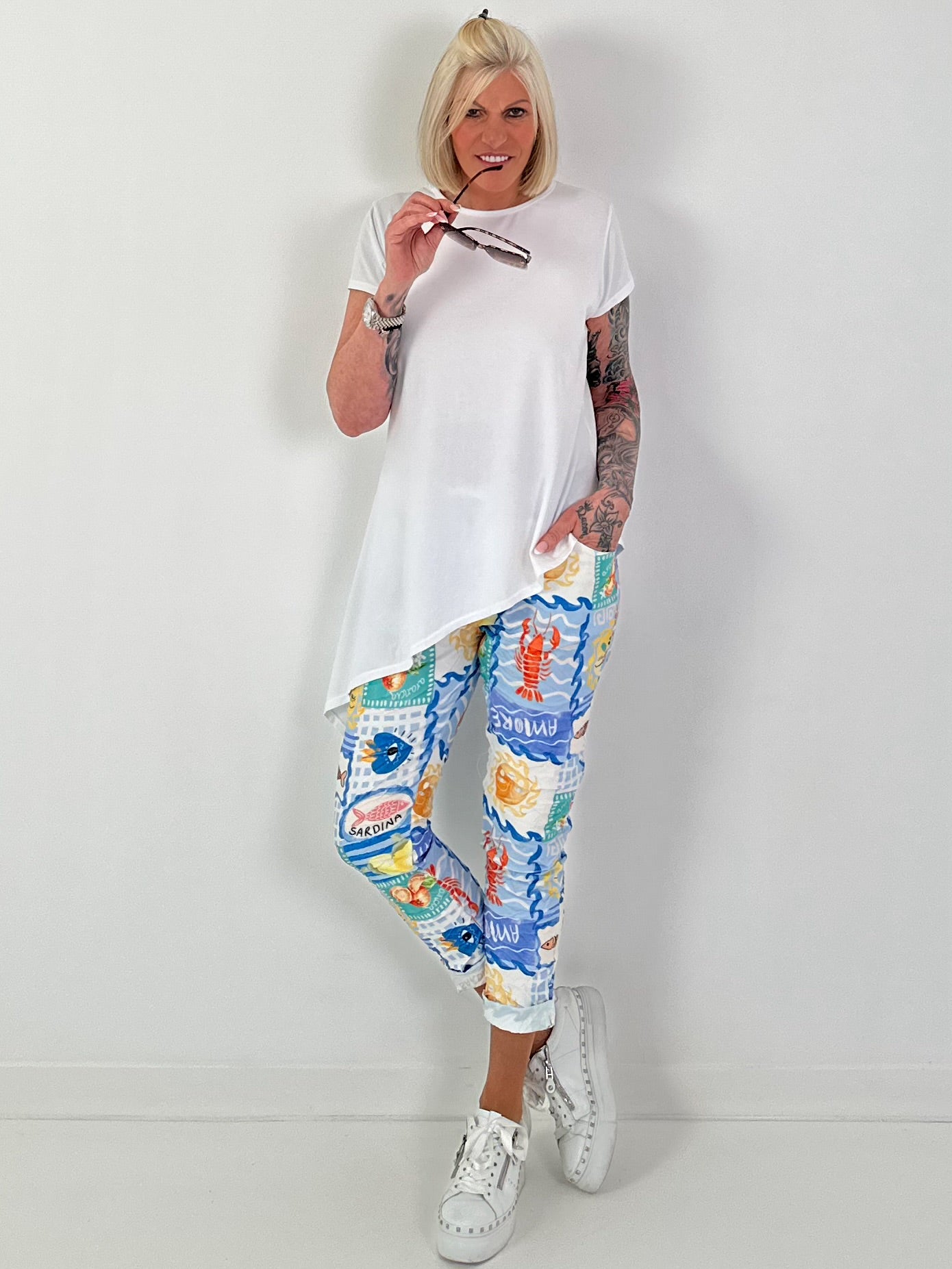 Asymmetrical T-shirt - white
