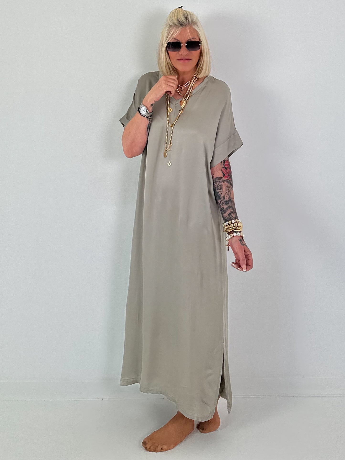 Long silk dress - taupe