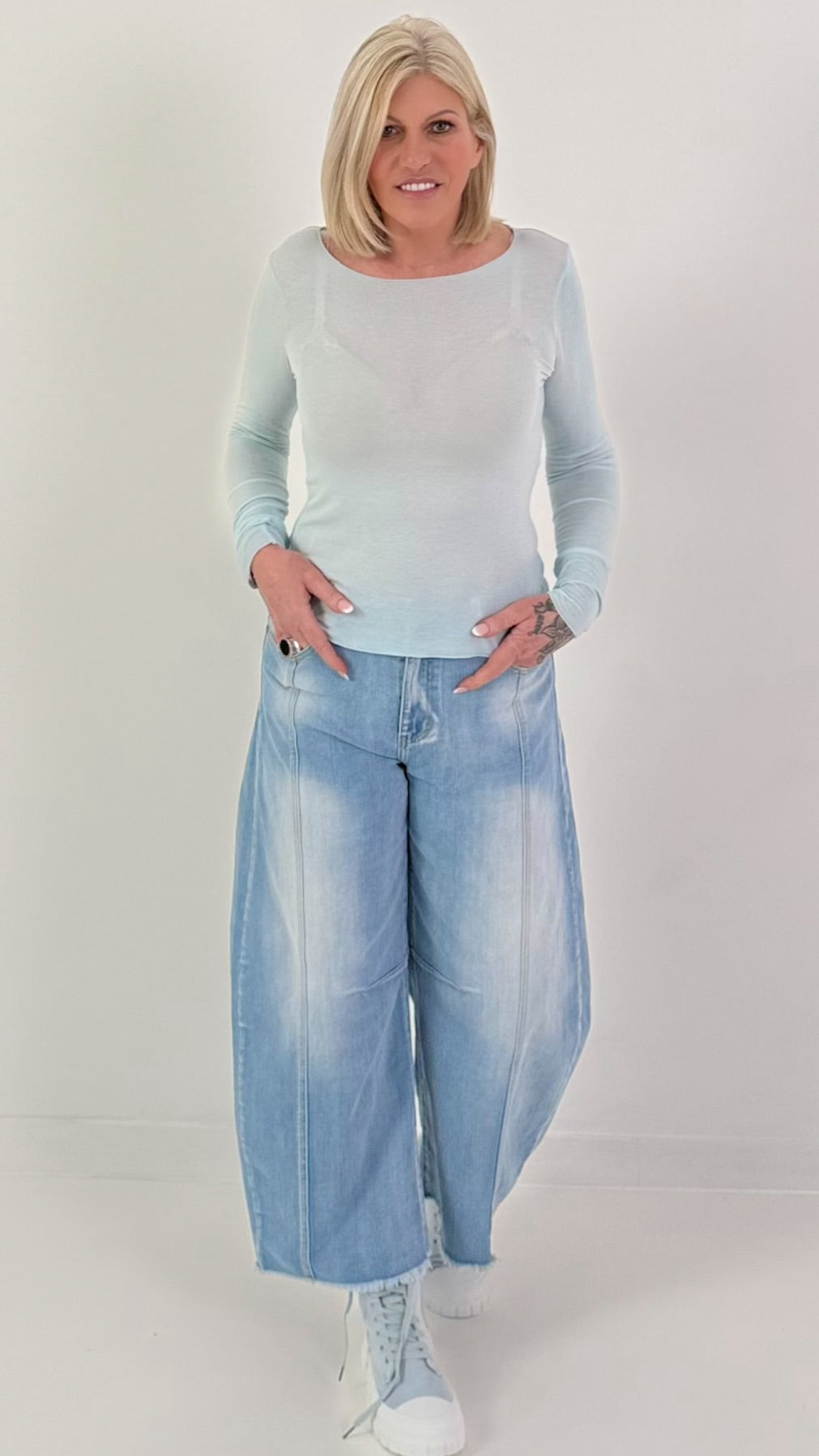 Lichtgewicht kasjmier overhemd - lichtblauw